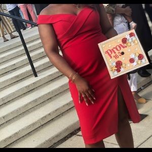 Off the shoulder red dress